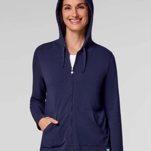 Coolibar Sz L Casual Zip Up Hoodie Navy ZnOTM Fabric UPF 50 Pockets - Picture 11 of 11